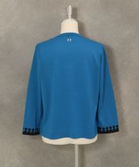 ウール100％アンサンブル風2WAYニット(ブルー)後ろ