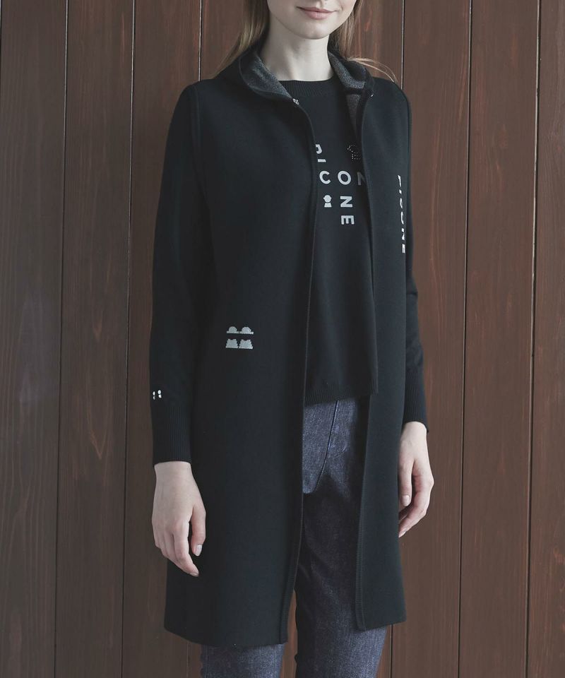 フード付ロングニットベスト|スタジオピッコーネ - ゴルフウェアや婦人