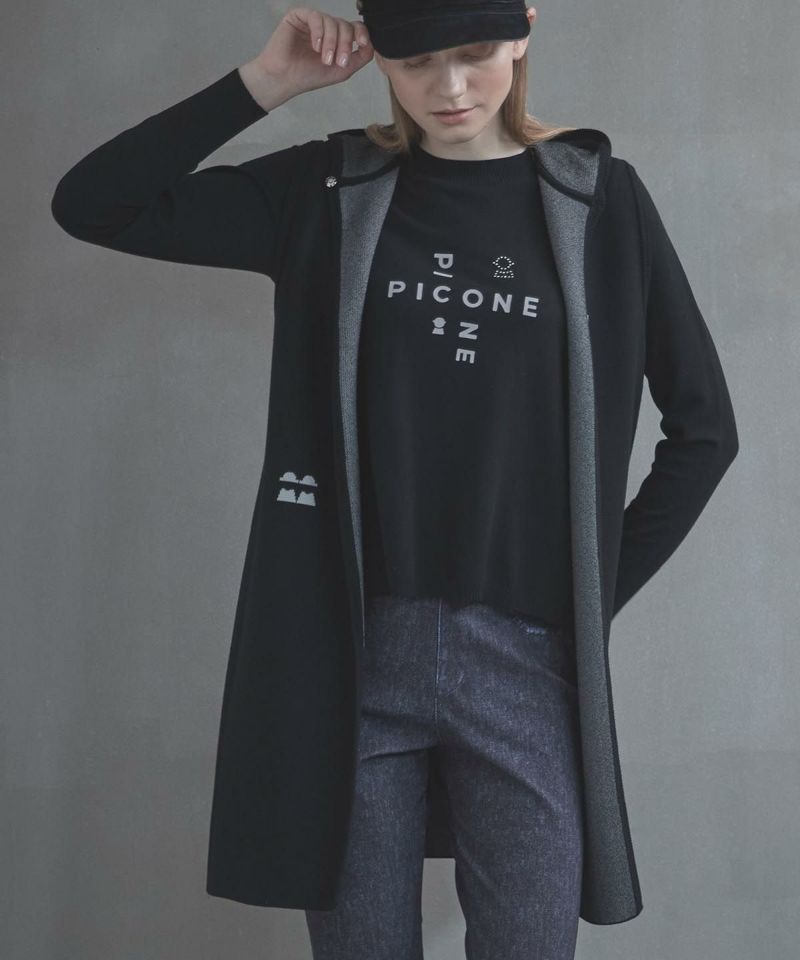 フード付ロングニットベスト|スタジオピッコーネ - ゴルフウェアや婦人