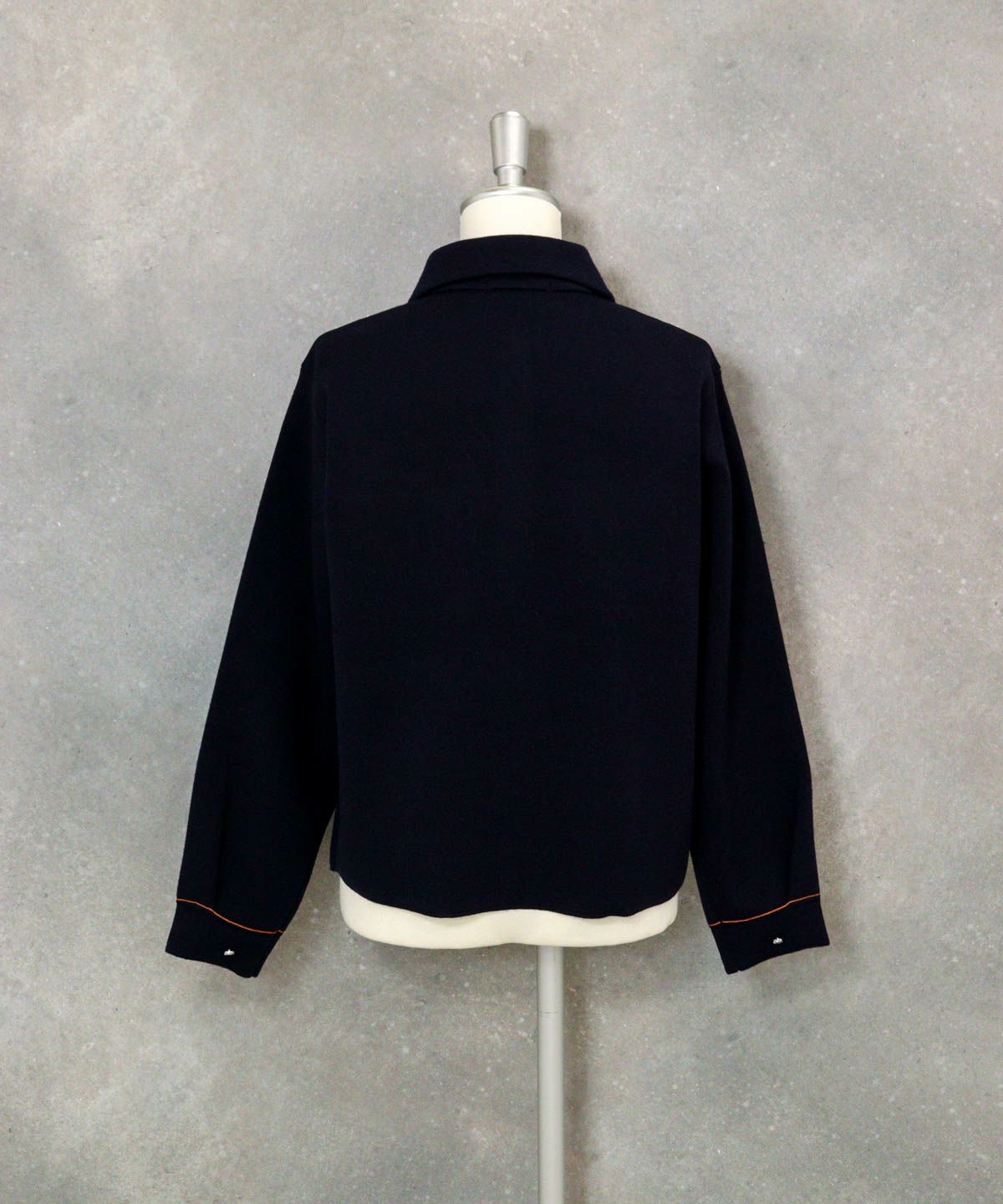 ウール混ステッチニットジャケット（ブラック）後ろ