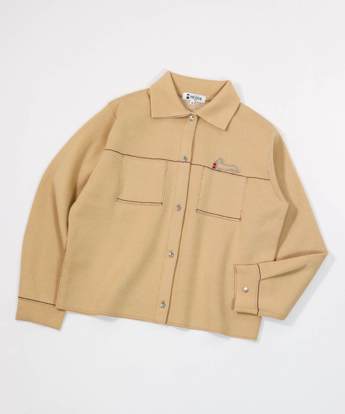 ウール混ステッチニットジャケット