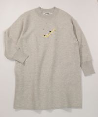 コットン混刺繍ニットチュニック（ライトグレー）
