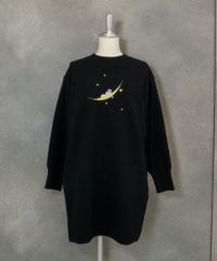 コットン混刺繍ニットチュニック（ブラック）