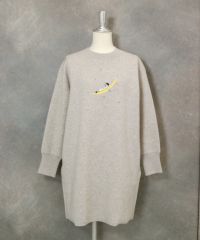 コットン混刺繍ニットチュニック（ライトグレー）