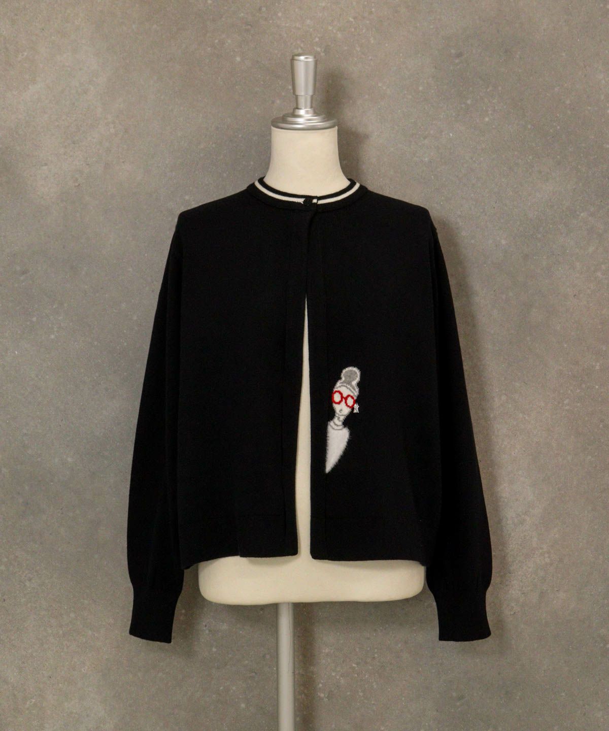 コットンウールニットカーディガン（ブラック）