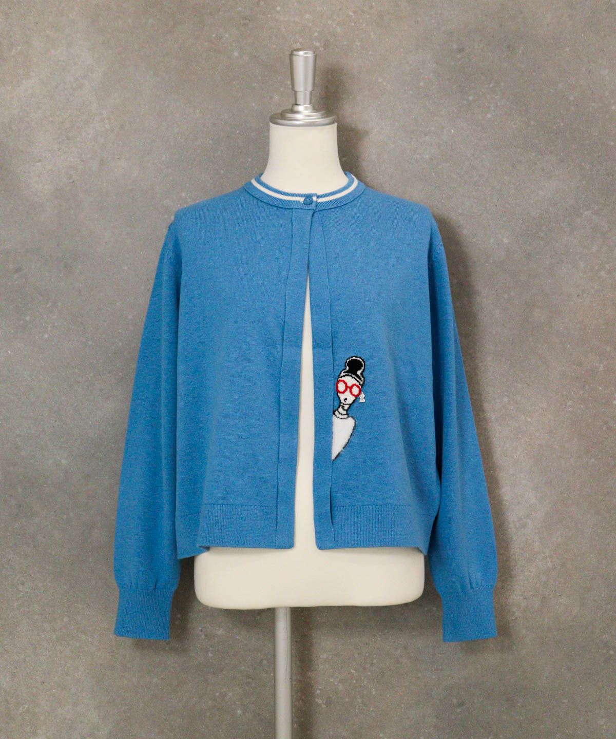 コットンウールニットカーディガン（ライトブルー）