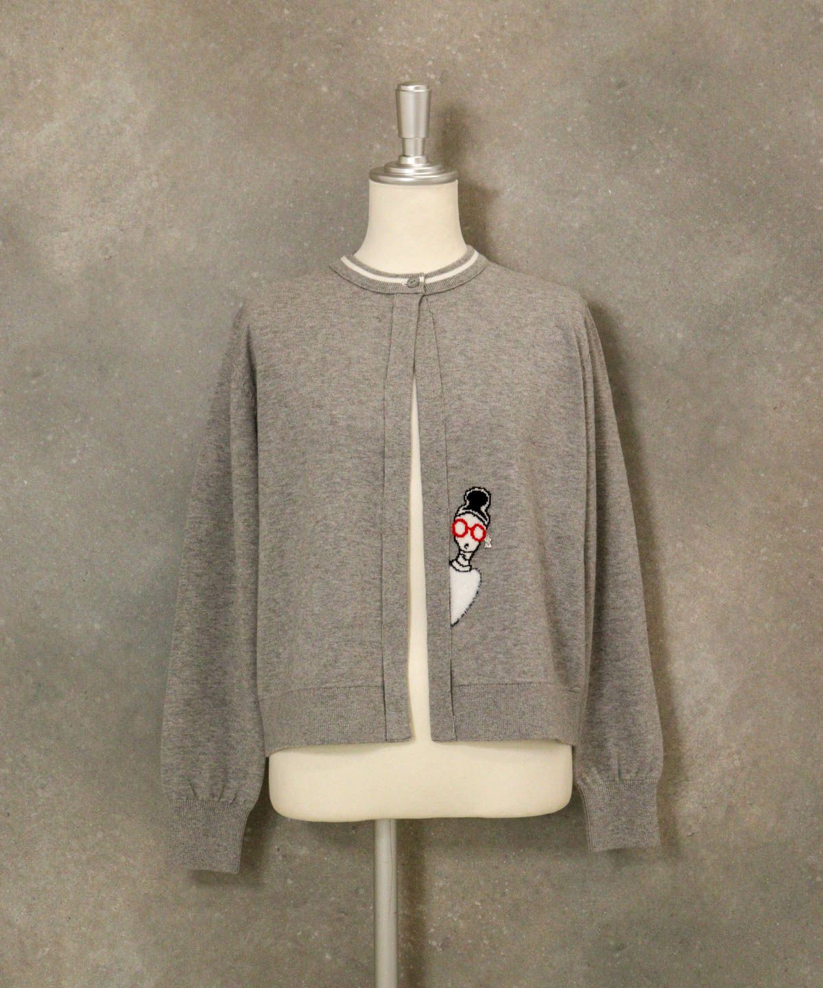 コットンウールニットカーディガン（グレー）