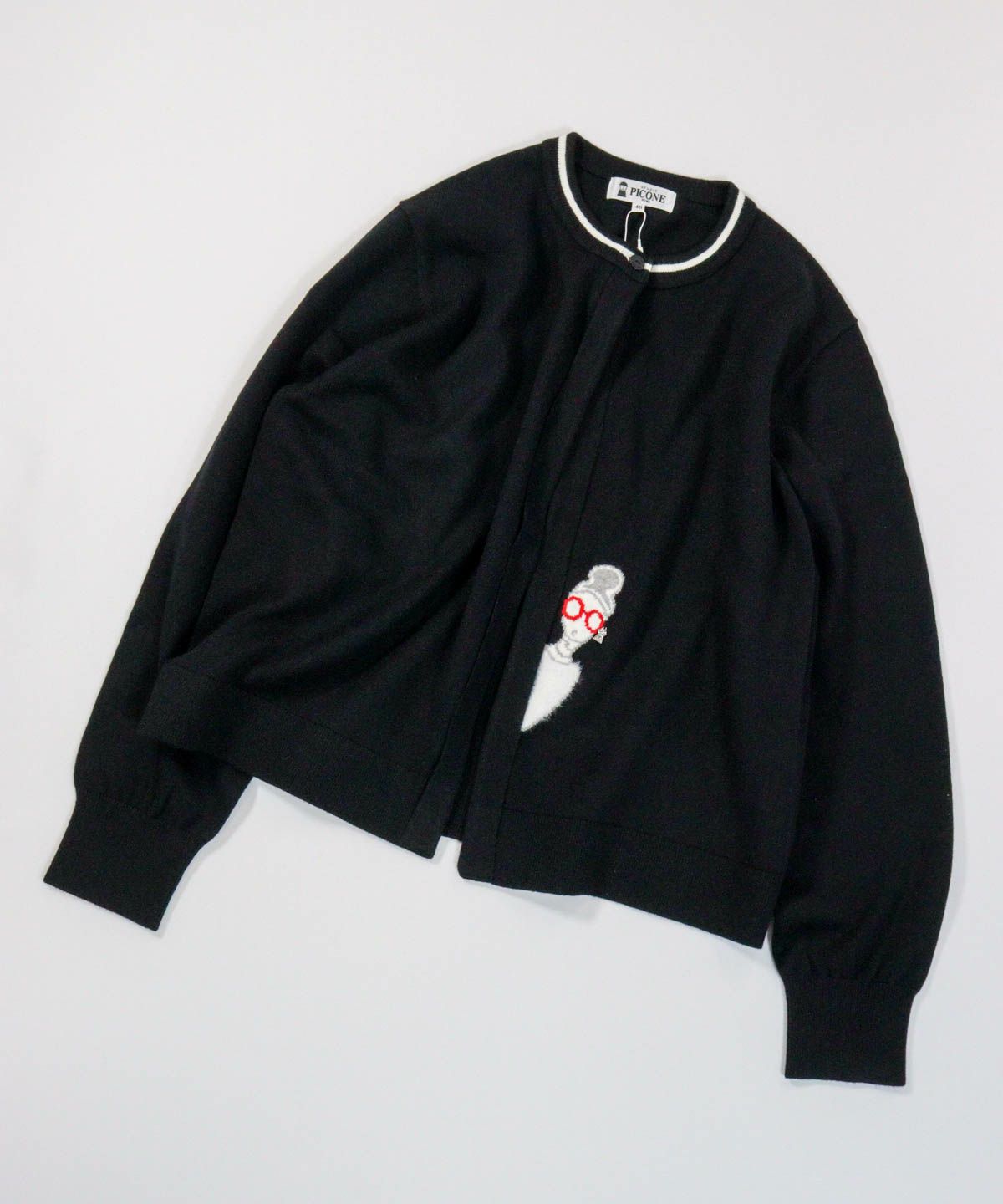 コットンウールニットカーディガン（ブラック）