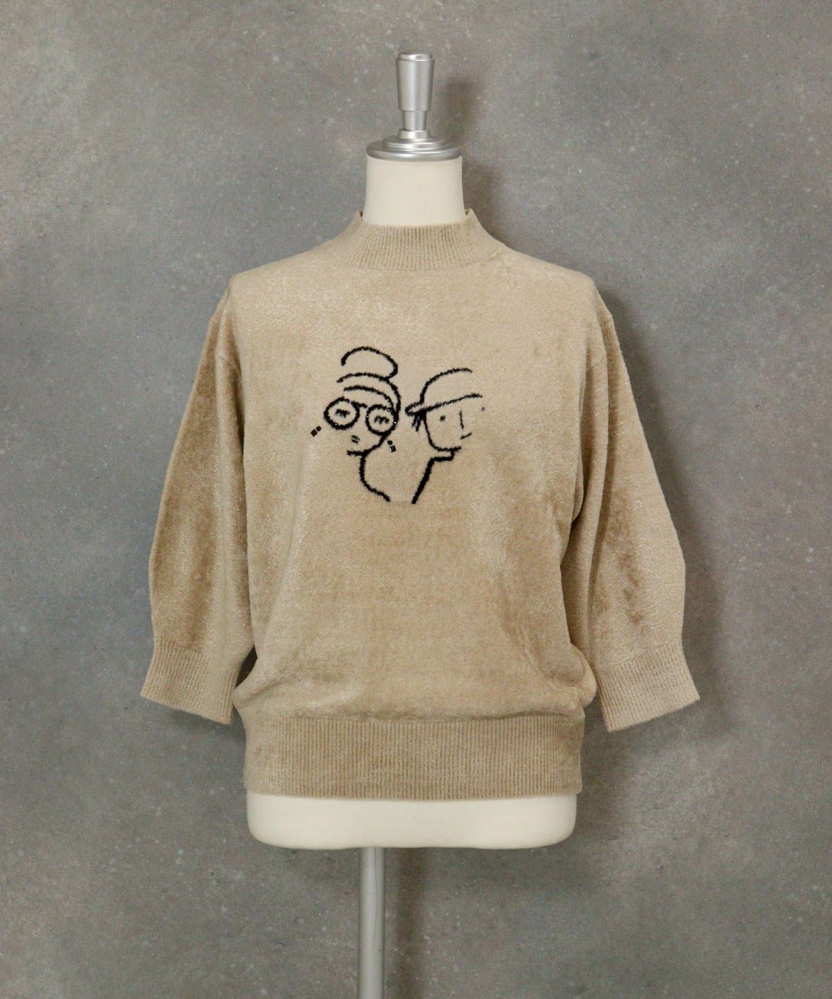 七分袖モールニット（ベージュ）