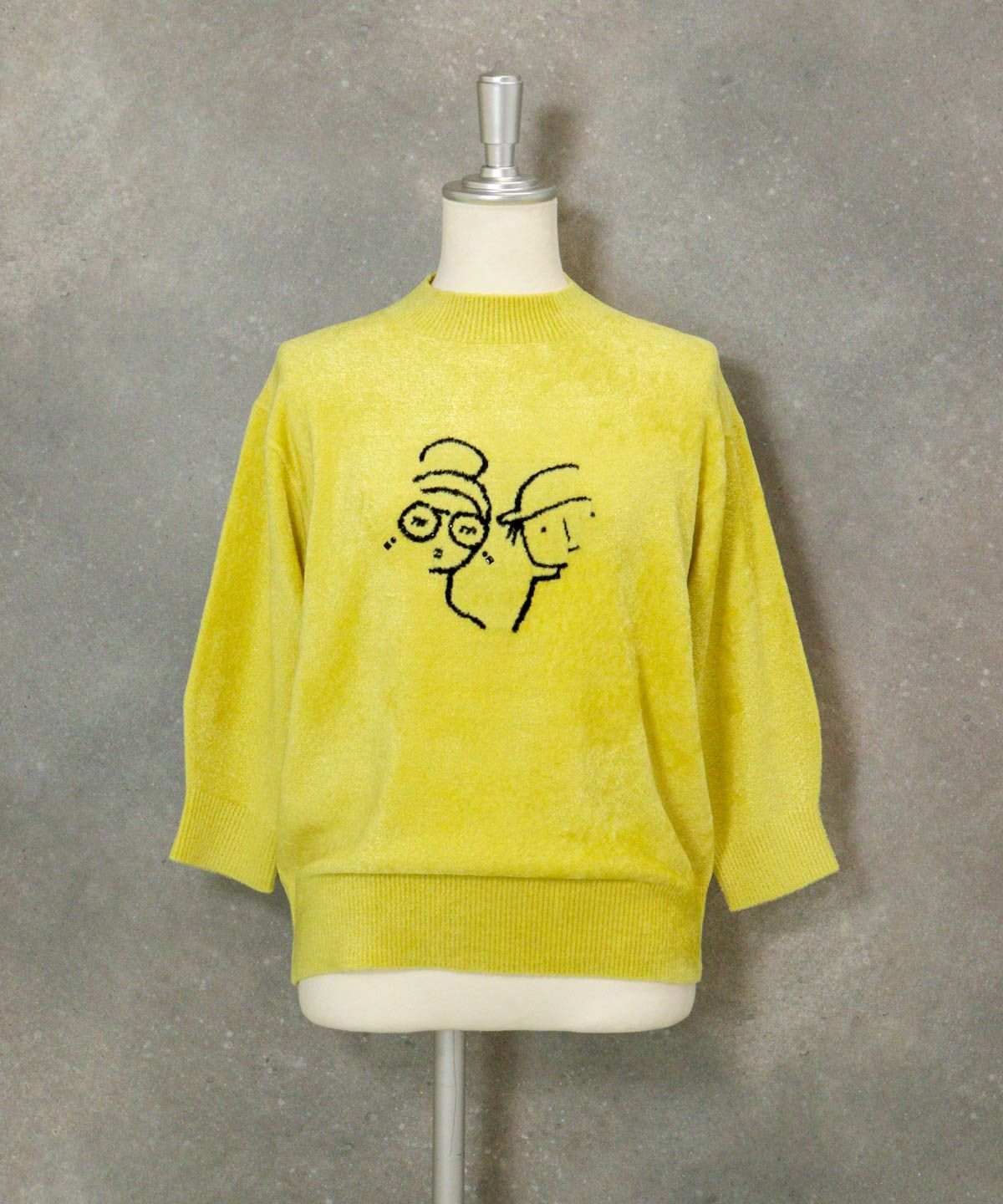 七分袖モールニット（イエロー）