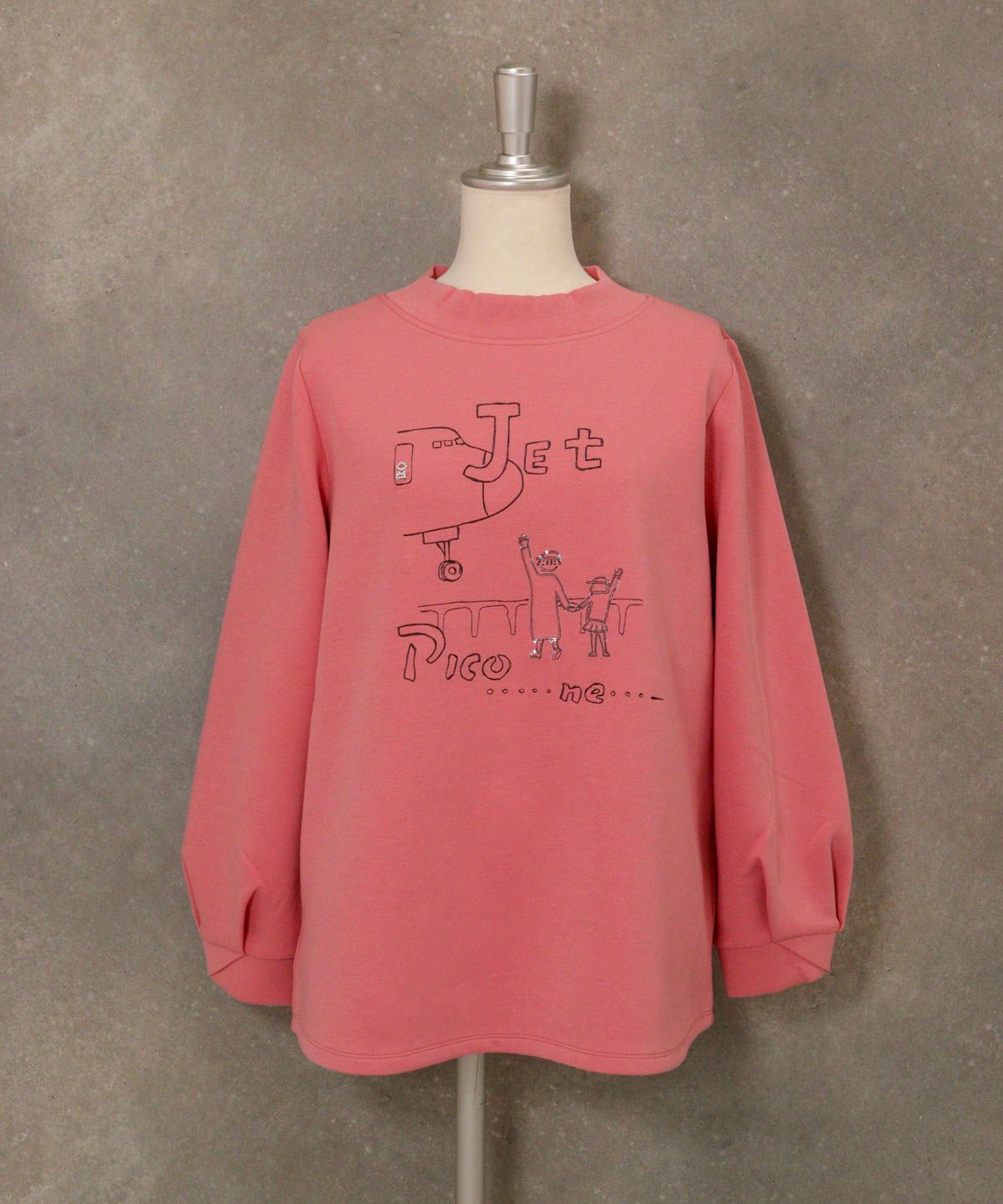 イラスト刺繍ダンボールプルオーバー（ピンク）