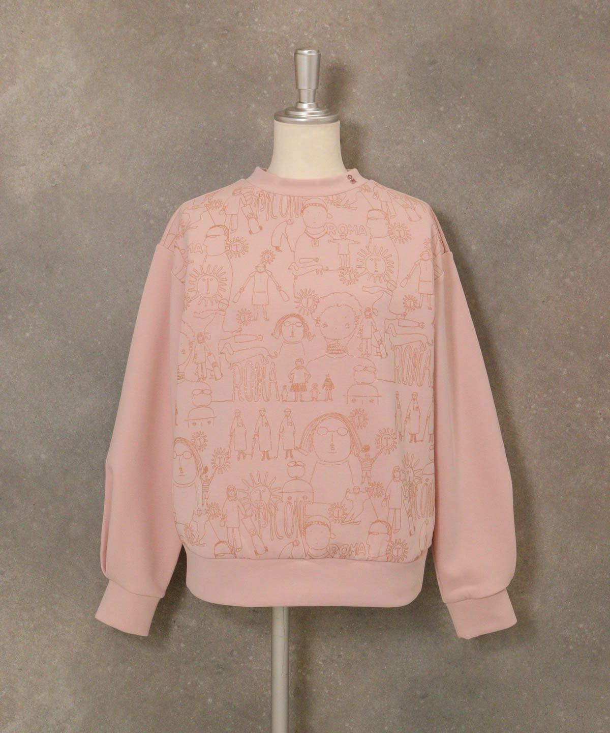 総柄プリントダンボールプルオーバー（ピンク）