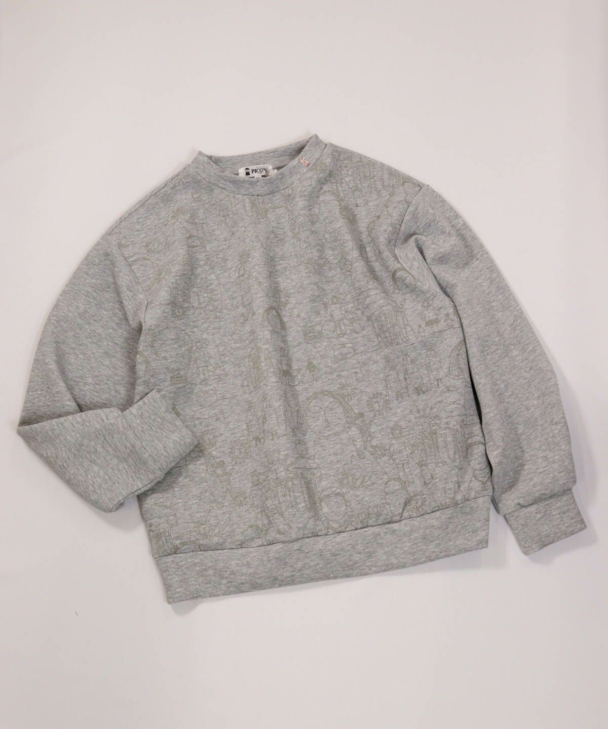 総柄プリントダンボールプルオーバー（ライトグレー）
