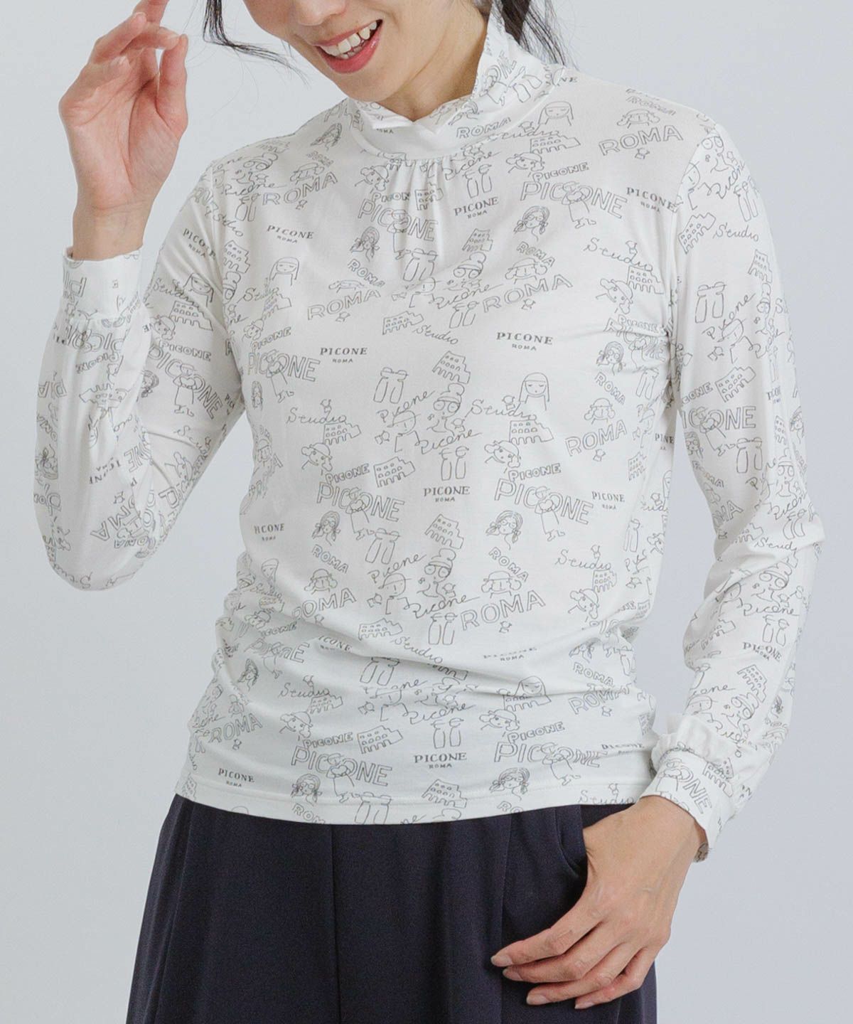 総柄ハイネックプルオーバー|スタジオピッコーネ - ゴルフウェアや婦人