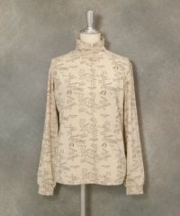 総柄ハイネックプルオーバー（ベージュ）