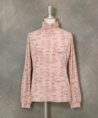 総柄ハイネックプルオーバー（ピンク）