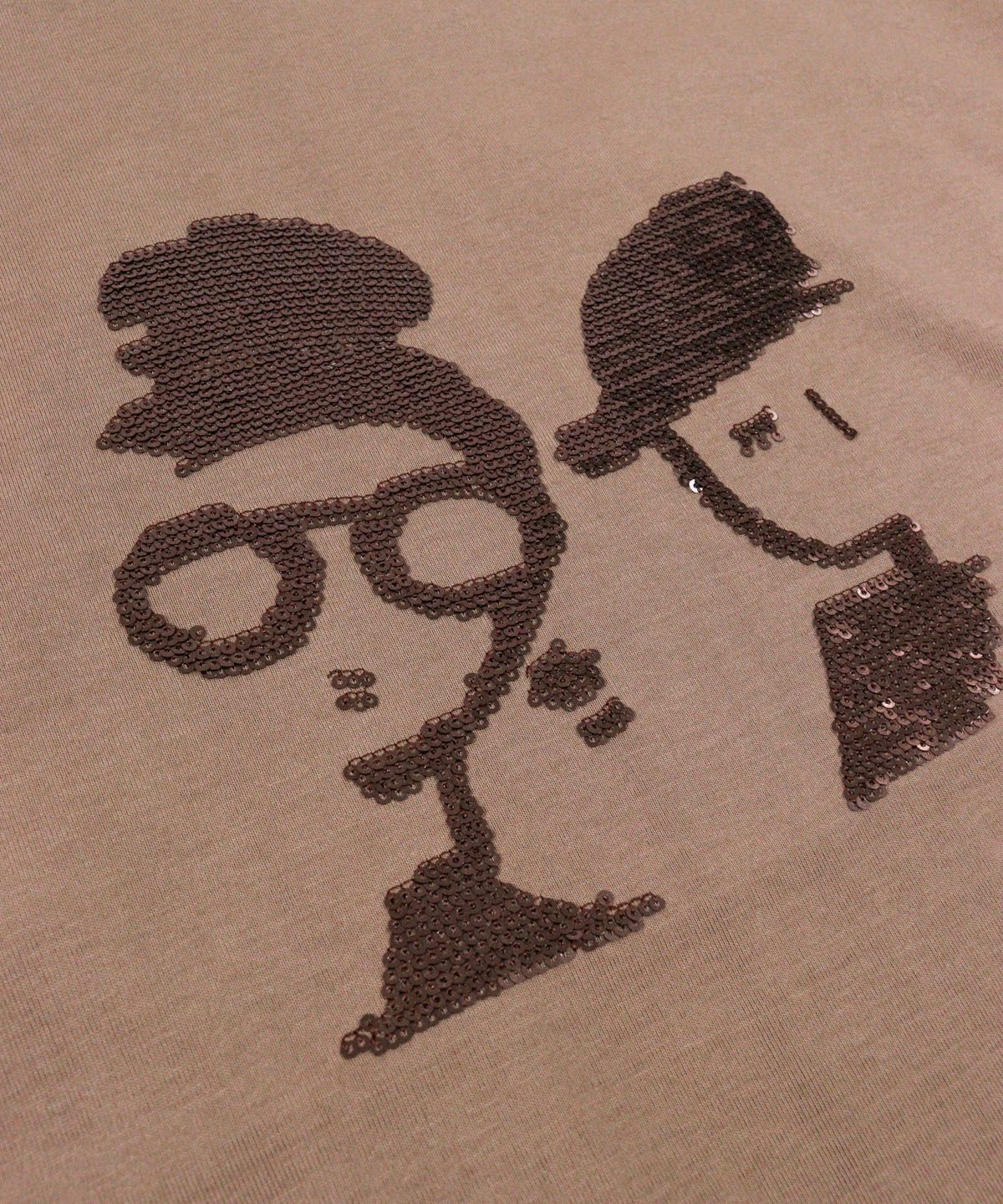 スパンコール刺繍（ブラウン）