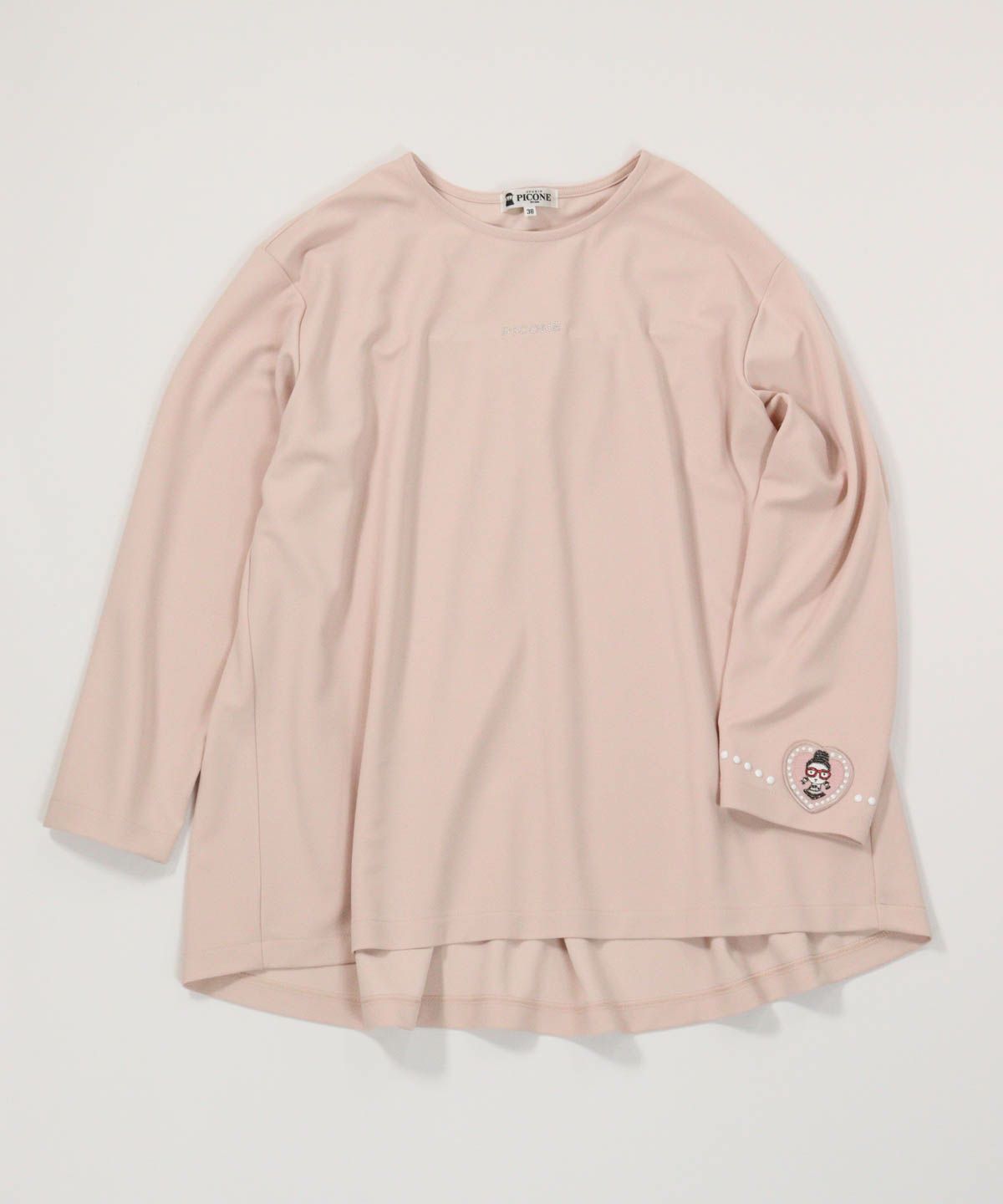 袖ワッペンバックギャザープルオーバー（ピンク）