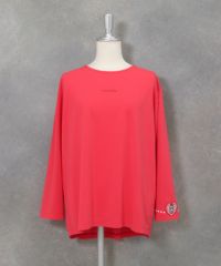 袖ワッペンバックギャザープルオーバー（コーラルピンク）