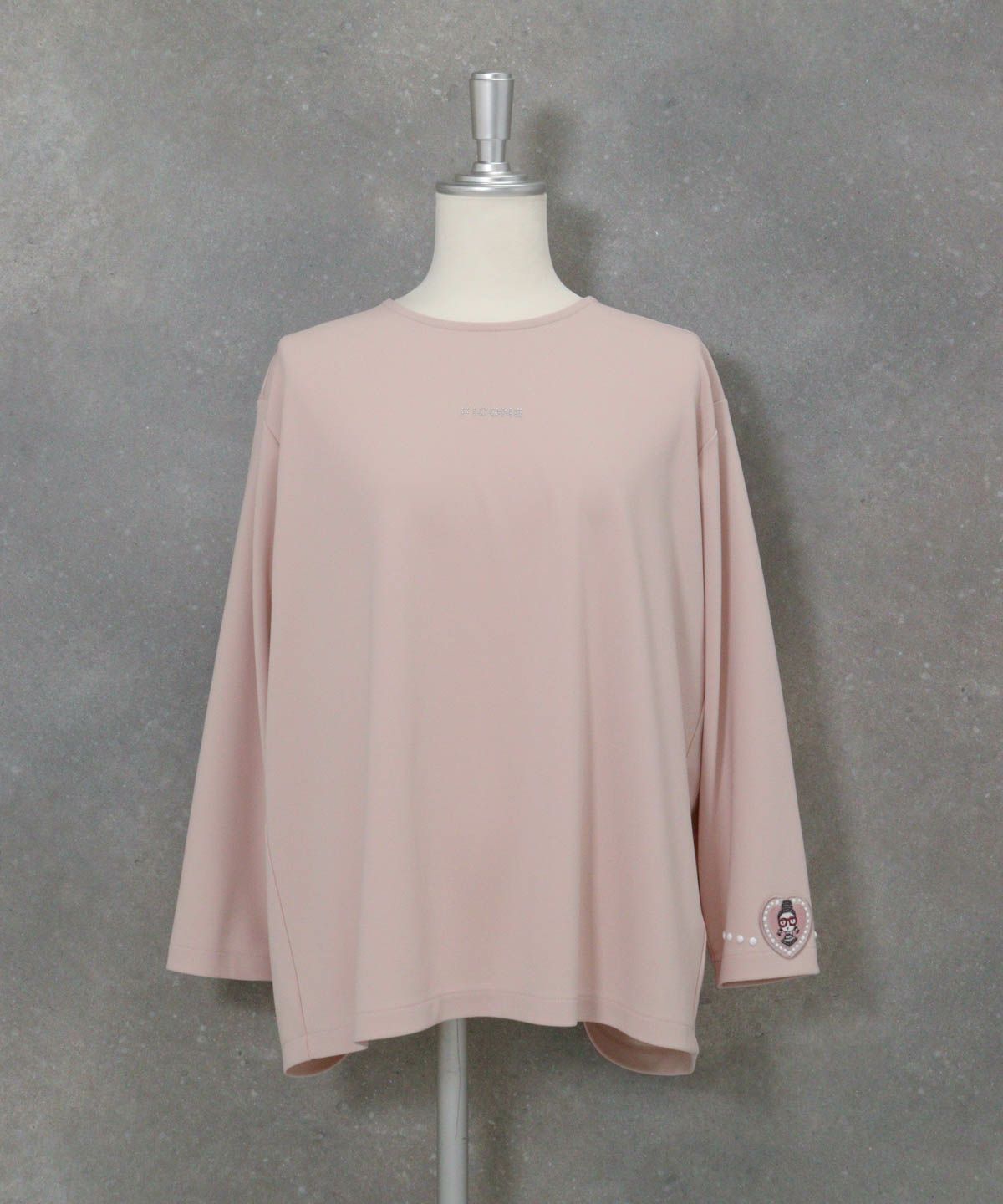 袖ワッペンバックギャザープルオーバー（ピンク）