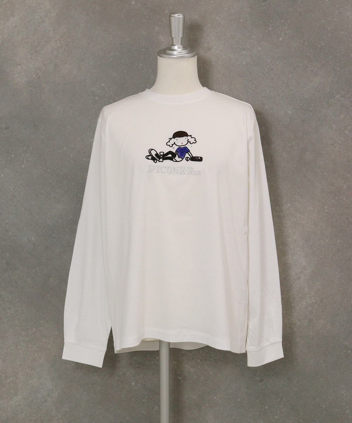 コットン混刺繍冷感プルオーバー(ホワイト)前