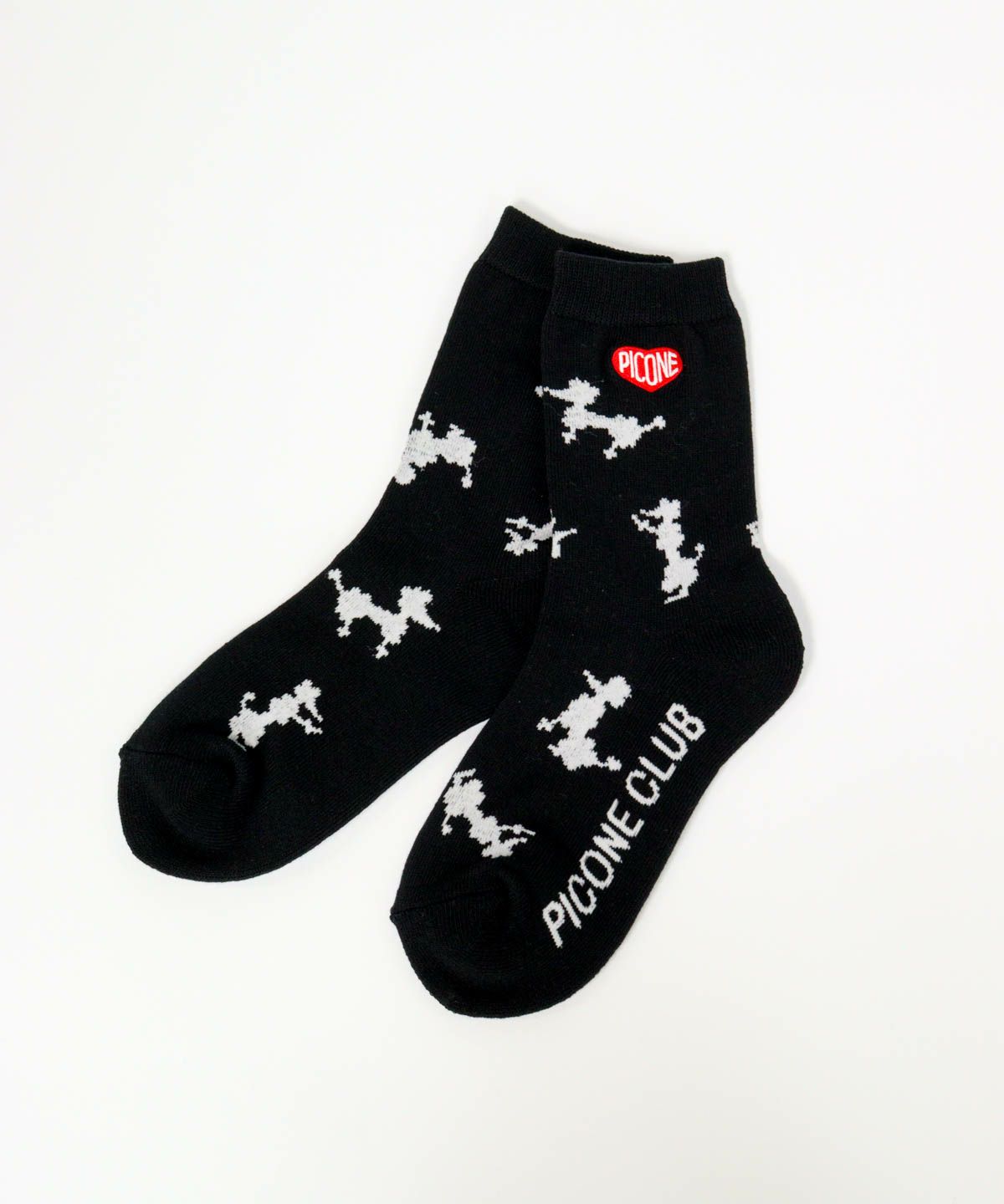  プードル柄ショートソックス（ブラック）