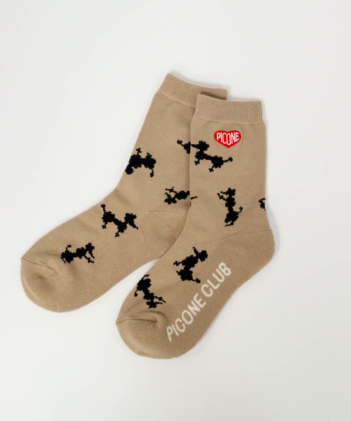  プードル柄ショートソックス（ベージュ）