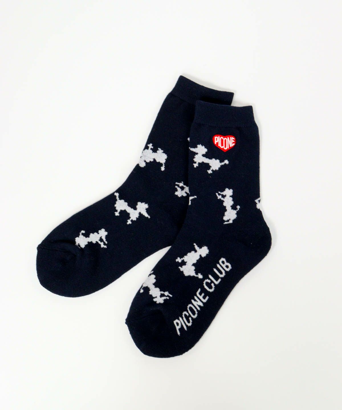  プードル柄ショートソックス（ネイビー）