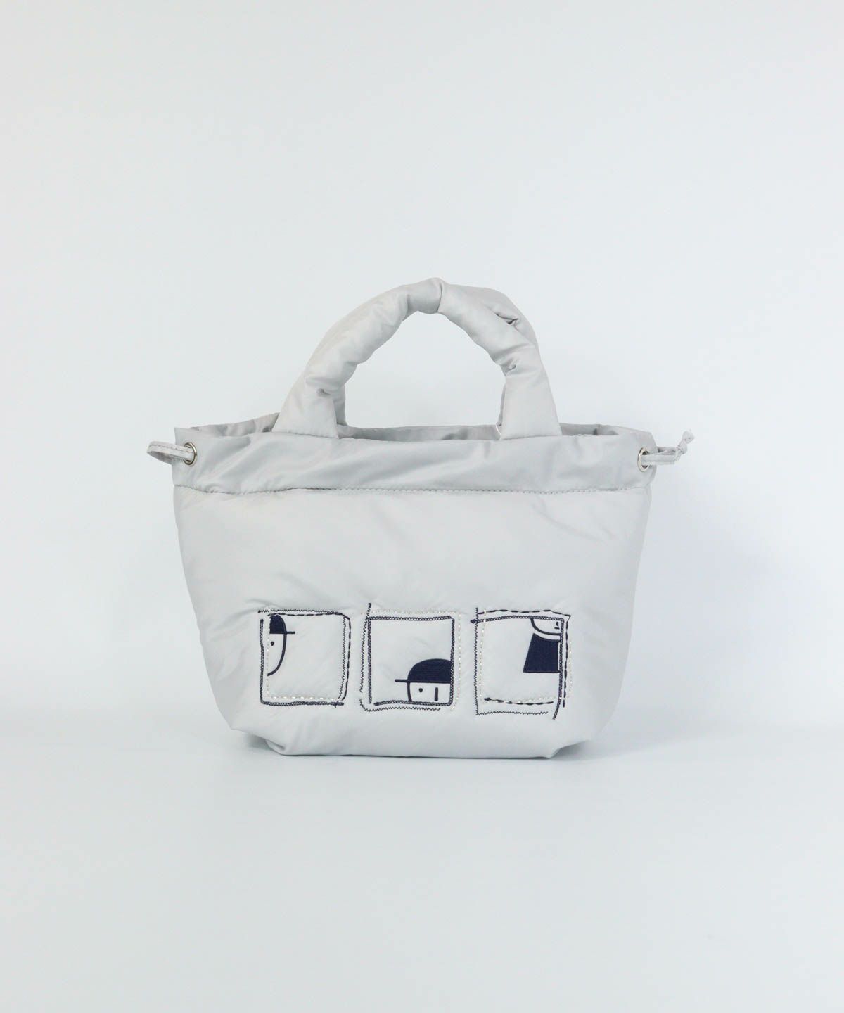 中綿刺繍カートバッグ（ライトグレー）