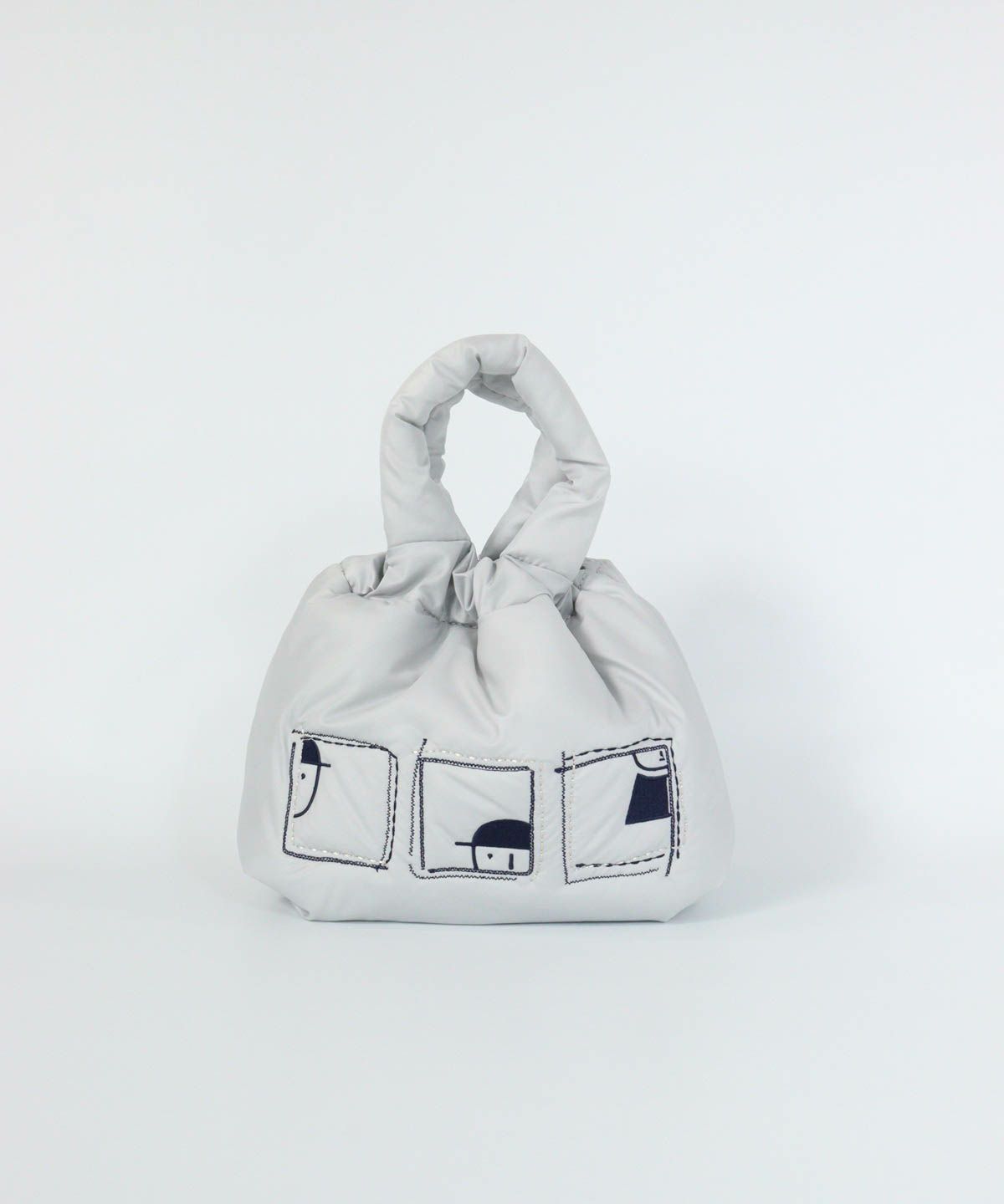 中綿刺繍カートバッグ（ライトグレー）