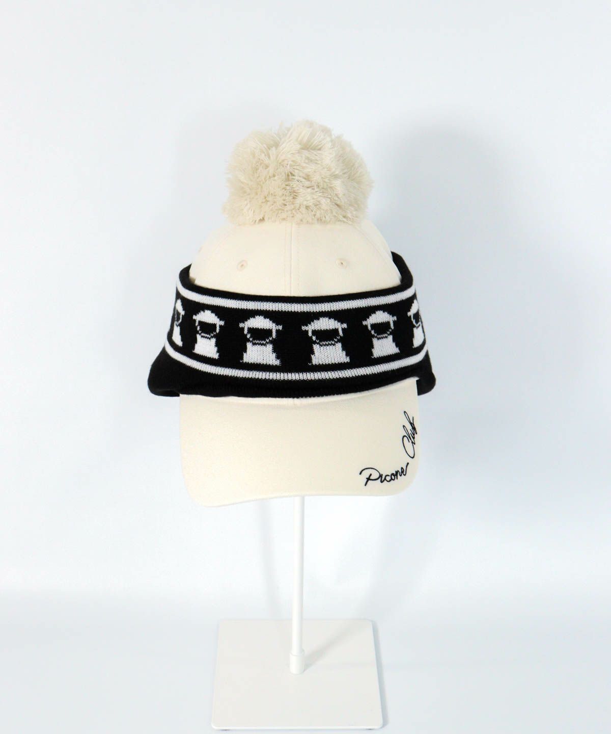 イヤーウォーマー付２WAYキャップ正面（ホワイト）