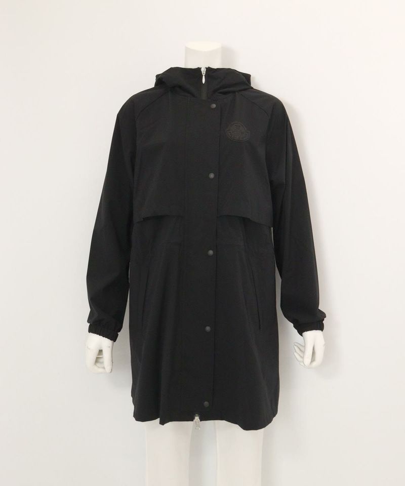 フード付撥水ナイロンコート(ブラック)前