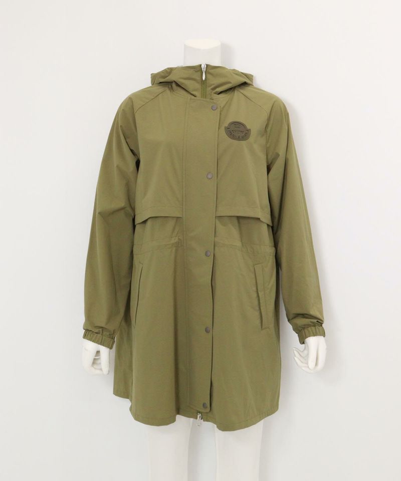 フード付撥水ナイロンコート(カーキ)前