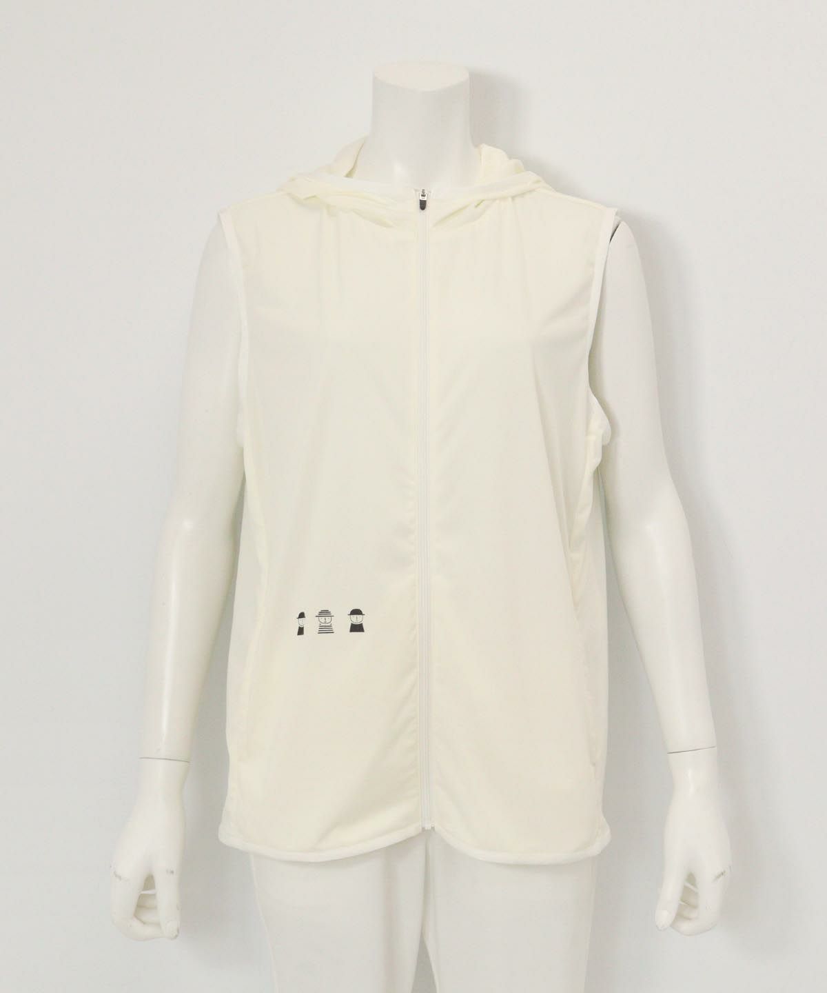 フード付きジップベスト(ホワイト)前