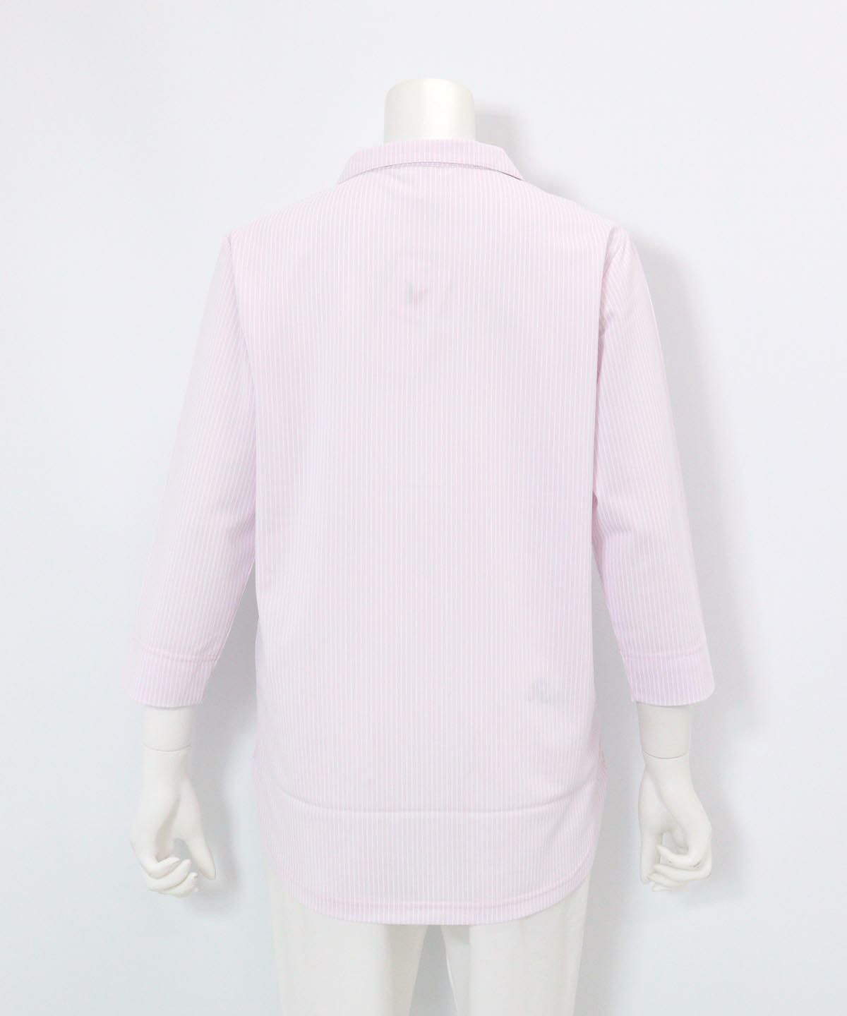 ストライプ柄七分袖シャツ(ピンク)後ろ