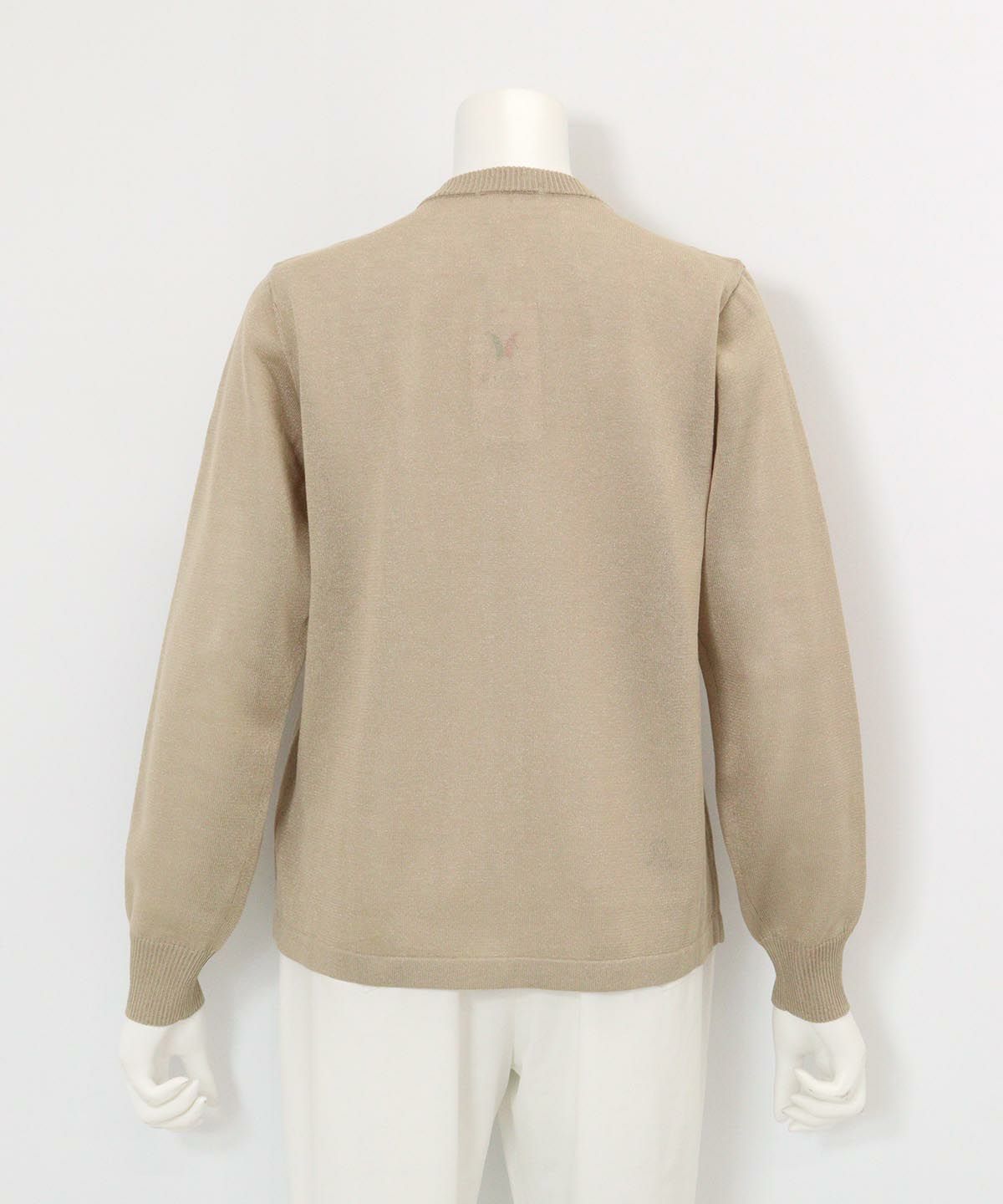 ラメニット刺繍カーディガン(ベージュ)後ろ