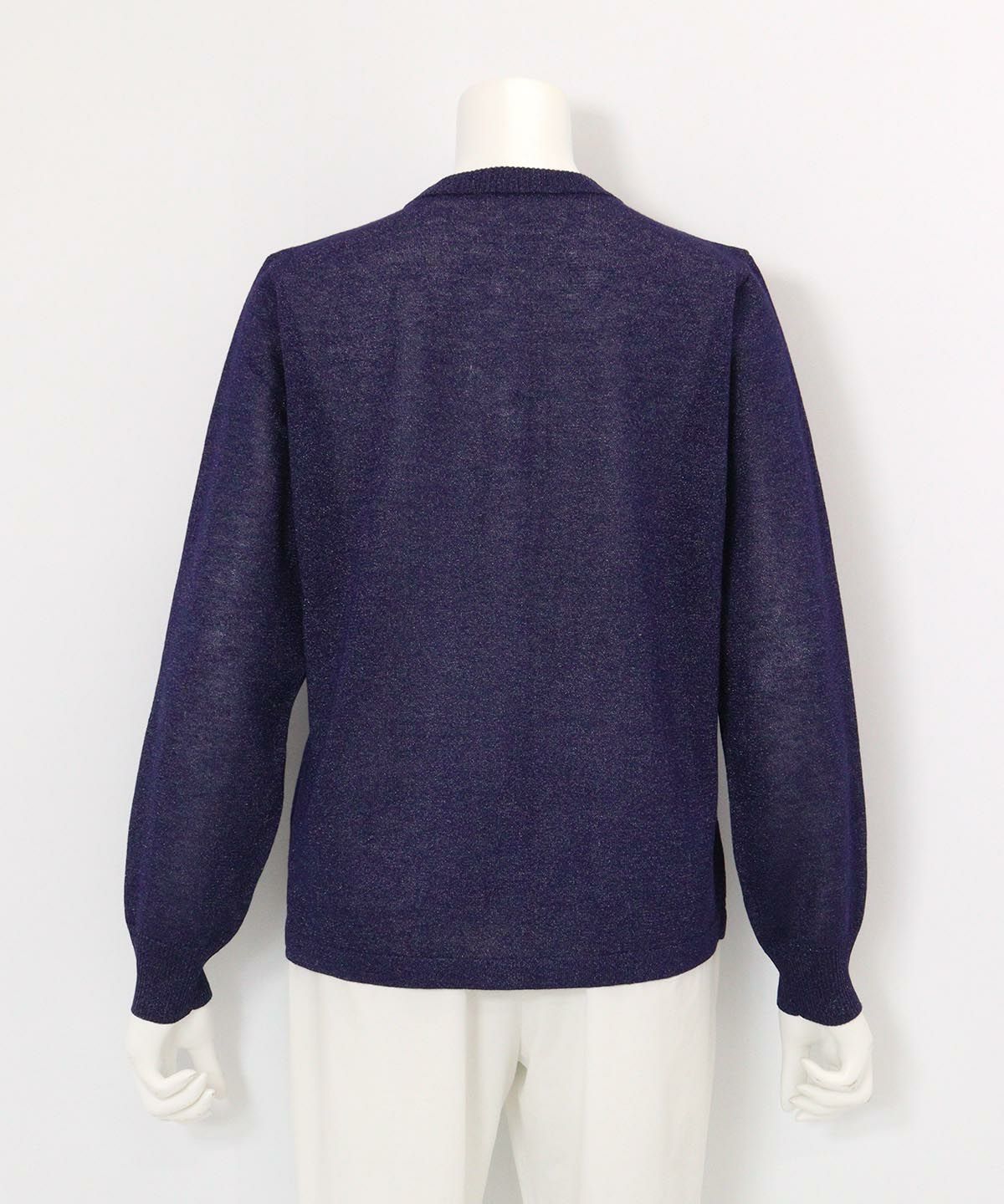 ラメニット刺繍カーディガン(ネイビー)後ろ