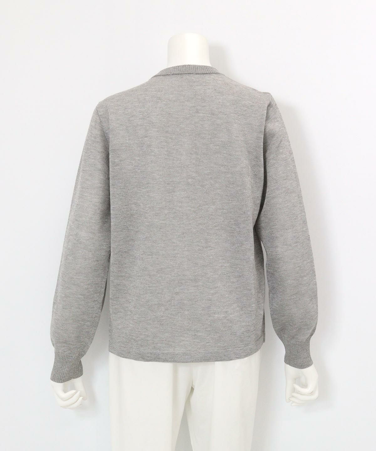 ラメニット刺繍カーディガン(ライトグレー)後ろ