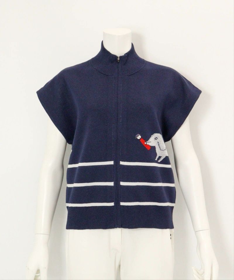 コットン混DOG柄ニットベスト|ピッコーネクラブ - ゴルフウェアや婦人