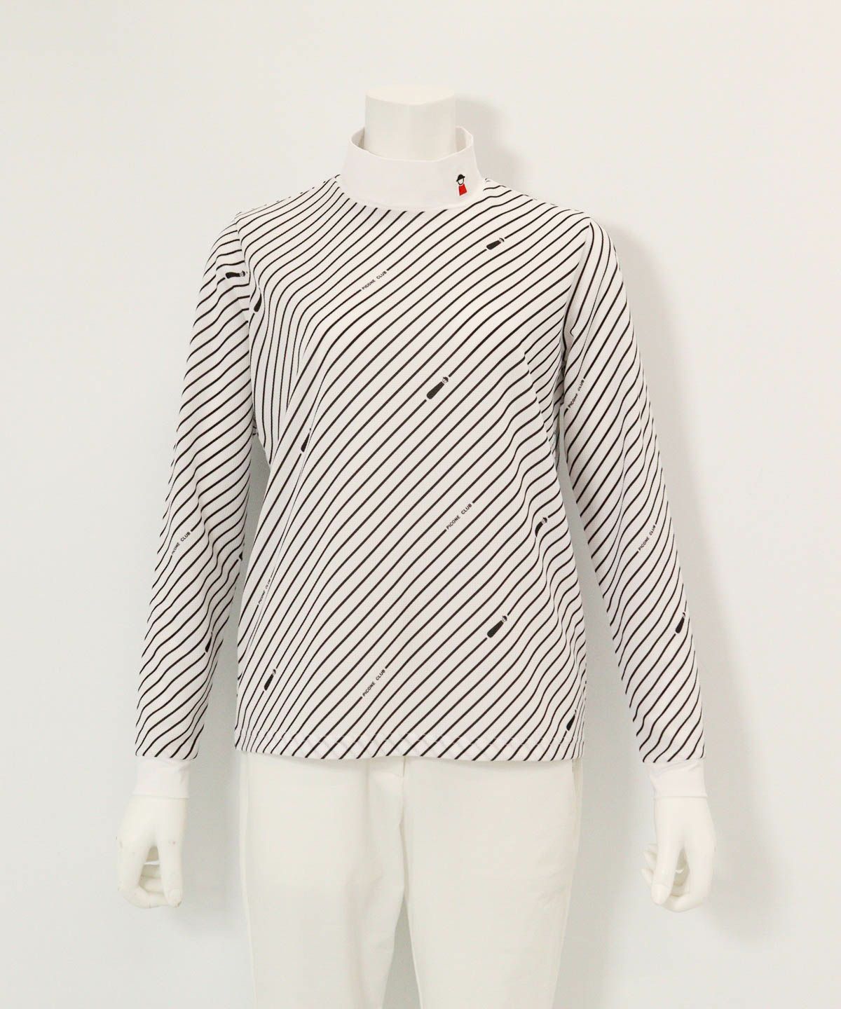 バイアスストライプUV速乾プルオーバー（ホワイト×ブラック）