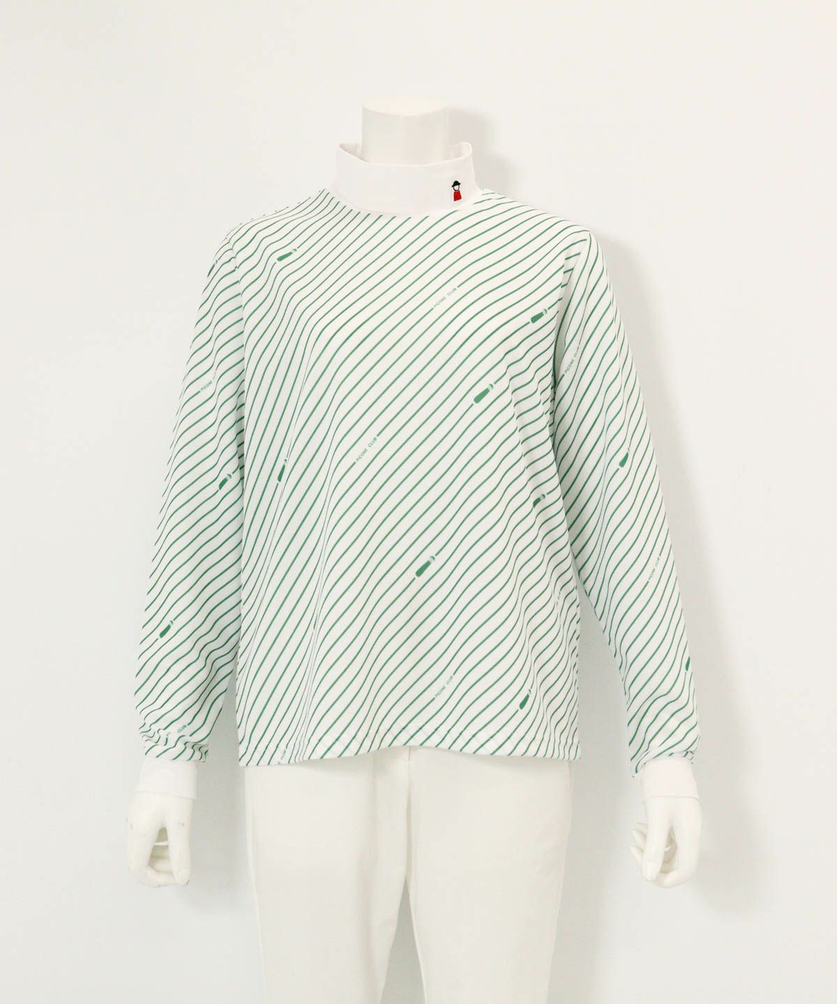 バイアスストライプUV速乾プルオーバー（ホワイト×グリーン）