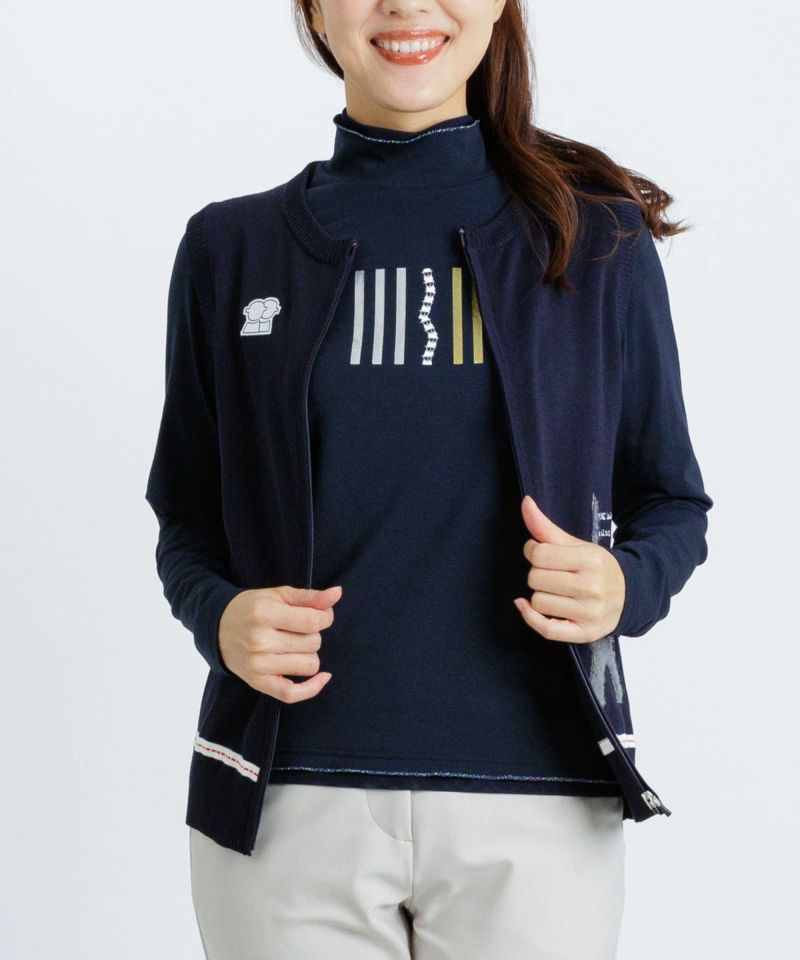 ピッコーネ　クラブ　プルオーバー　02 紺 部分チュールUV冷感プルオーバー|ピッコーネクラブ - ゴルフウェアや