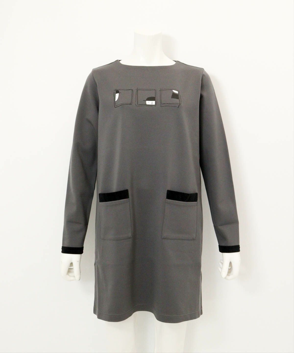 フロントポケット発熱チュニック（グレー）
