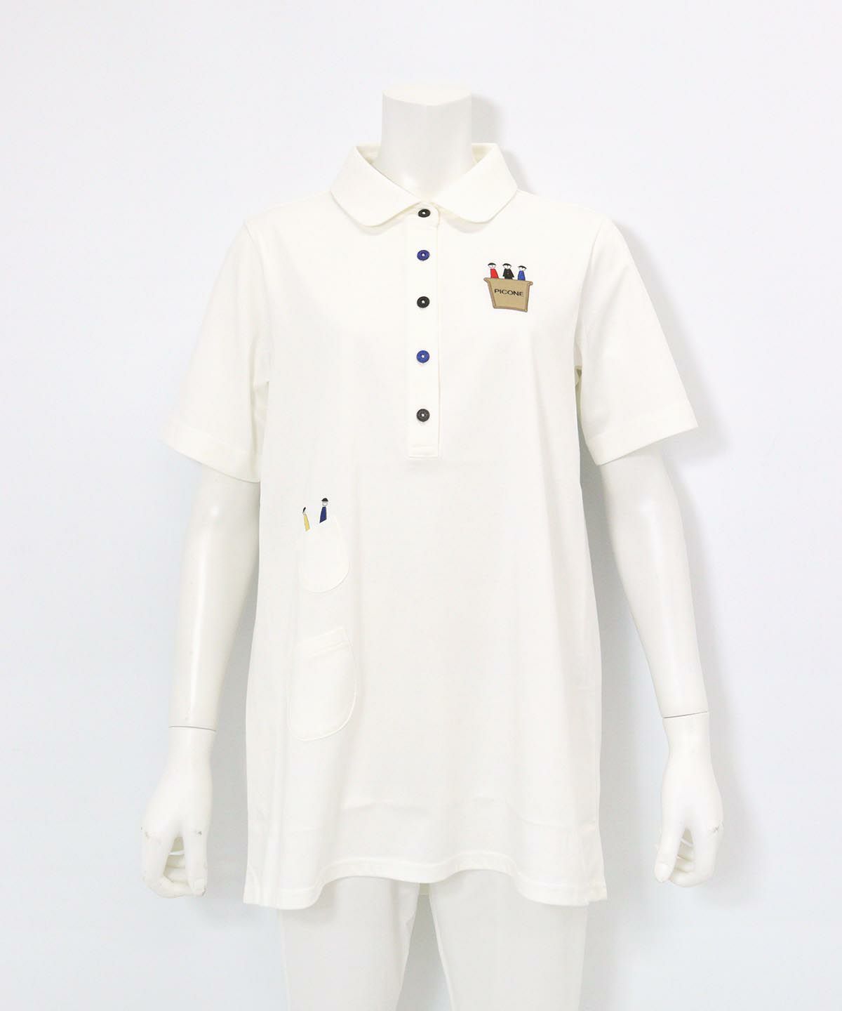 半袖ポロチュニック(ホワイト)前