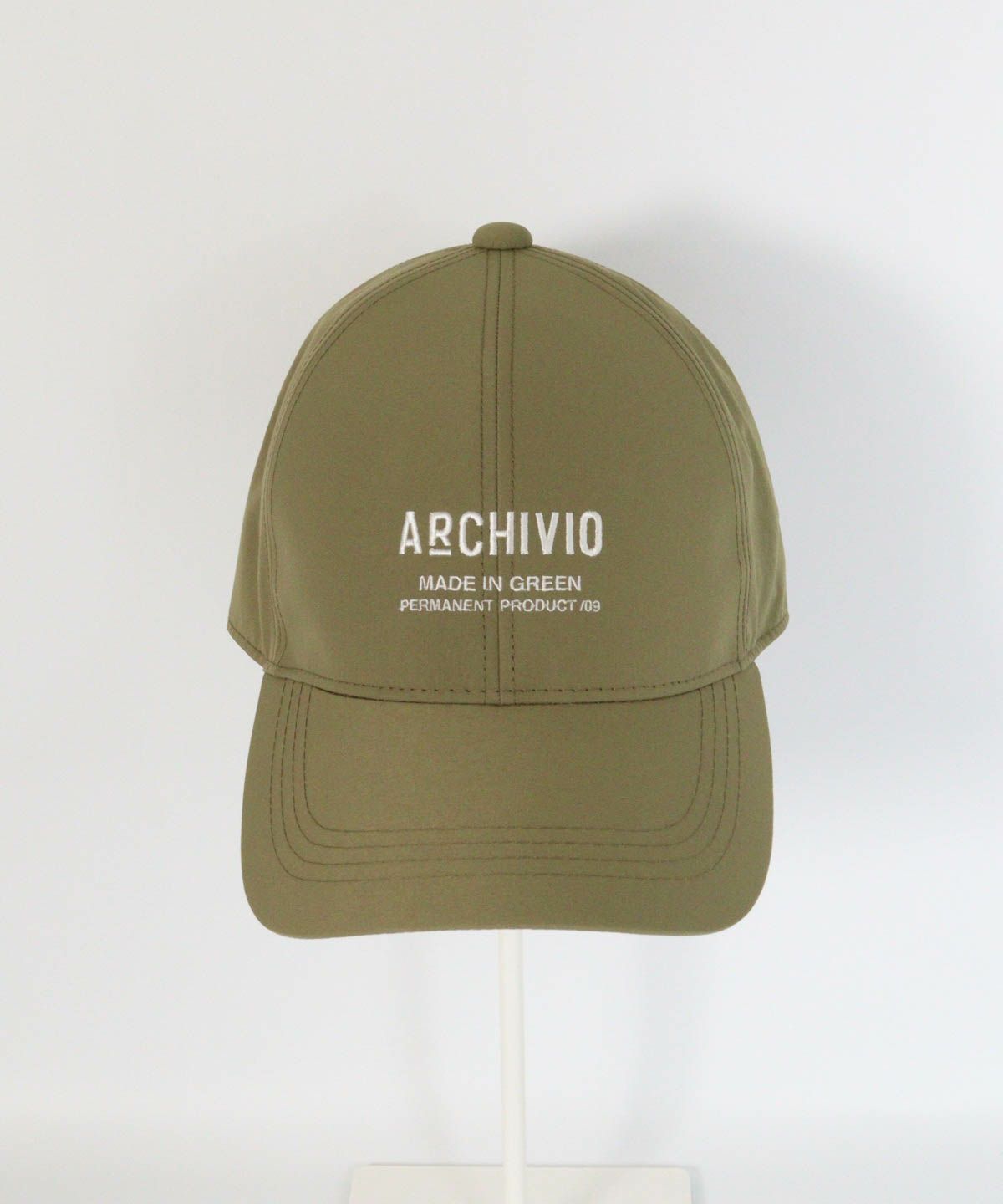 刺繍撥水キャップ前（カーキ）