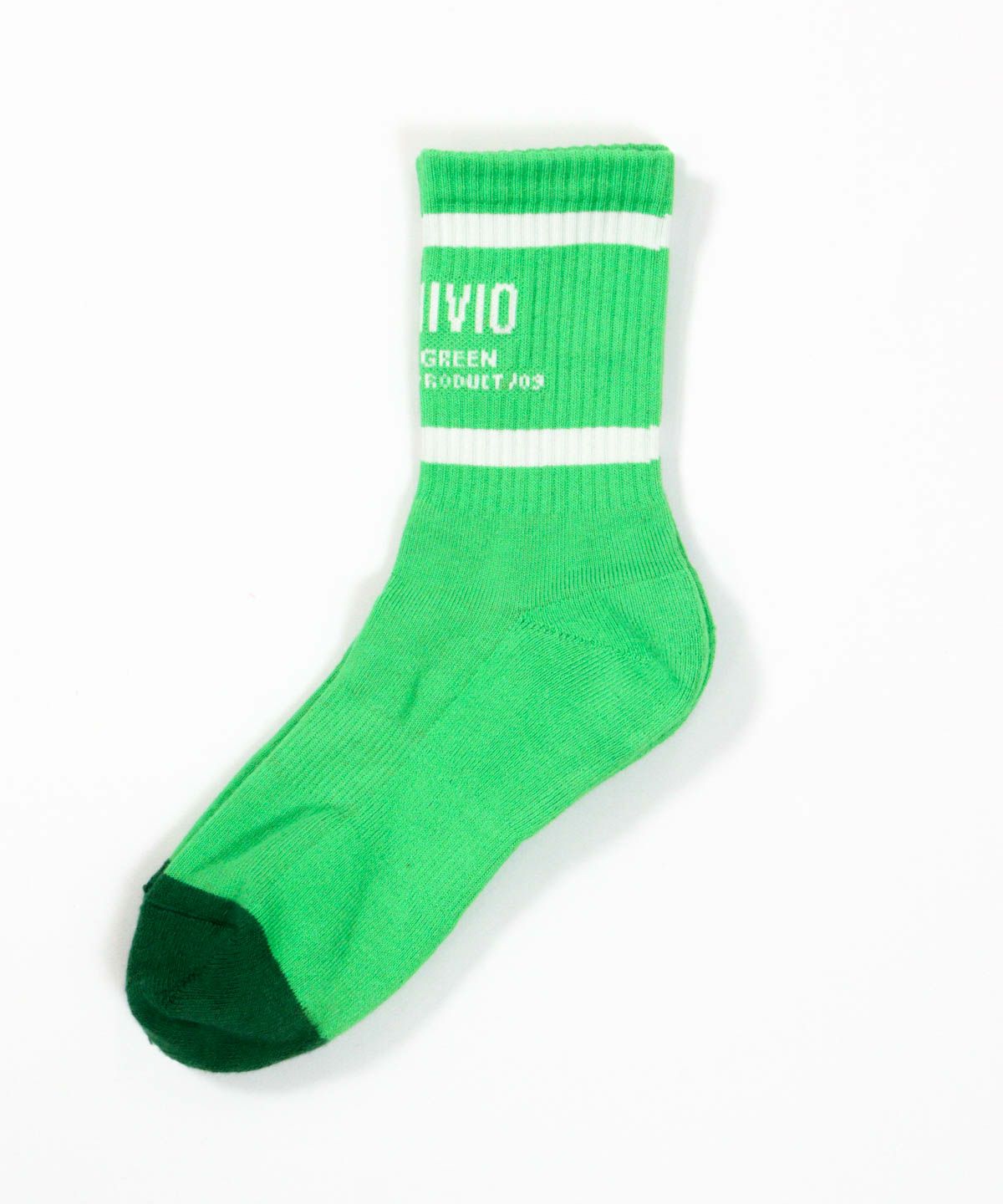 【メンズ】ワードロゴリブソックス（ライトグリーン）