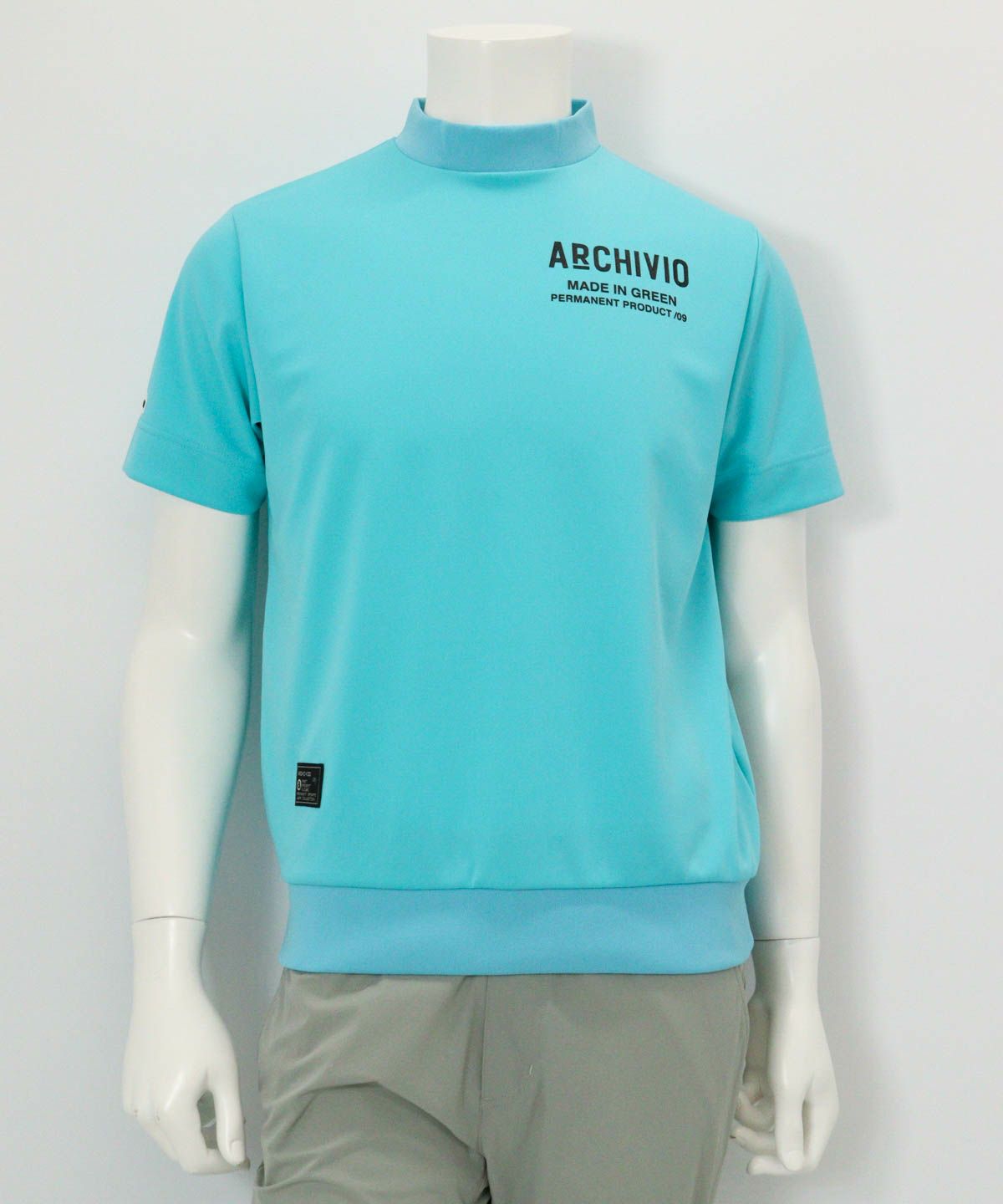 【メンズ】UV速乾モックネックプルオーバー（ライトブルー）