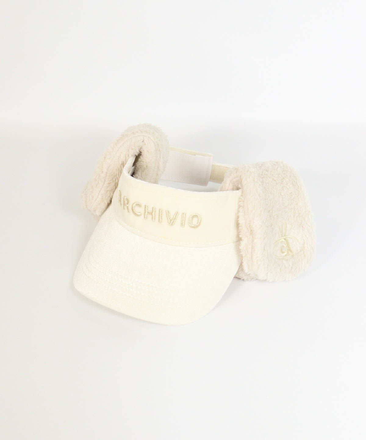 耳当付ベロアサンバイザー（ホワイト）