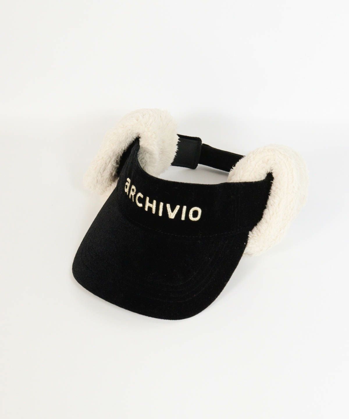 耳当付ベロアサンバイザー（ブラック）