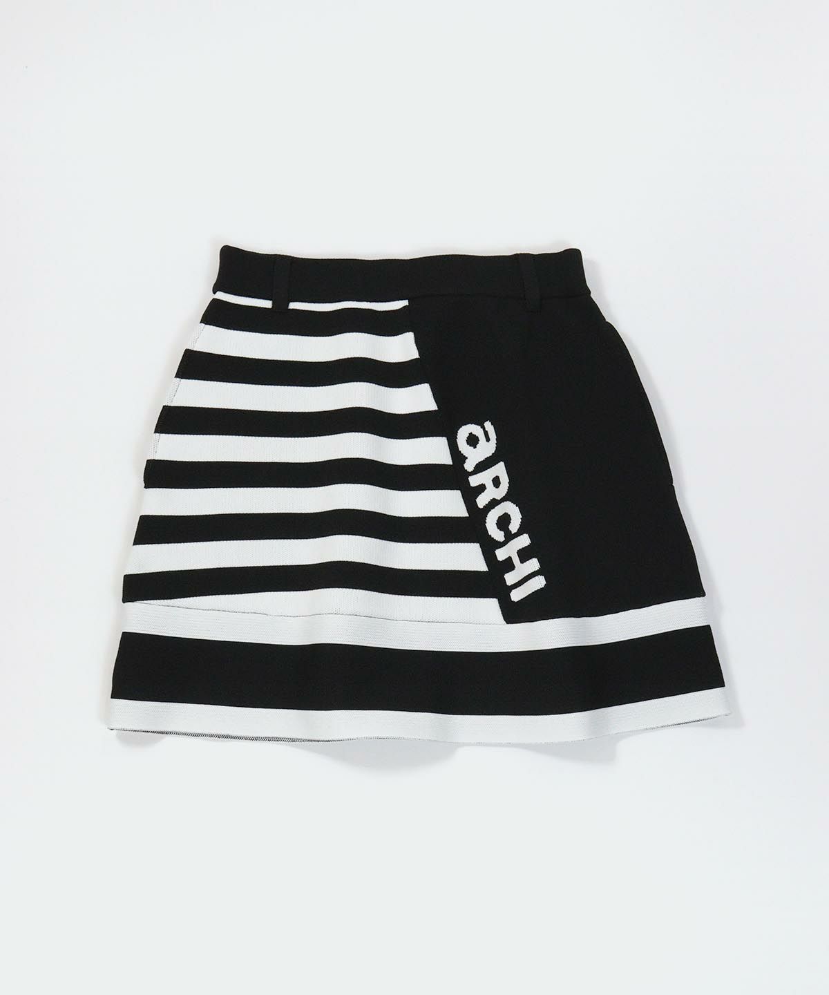  ボーダー切替ニットスカート（ブラック）